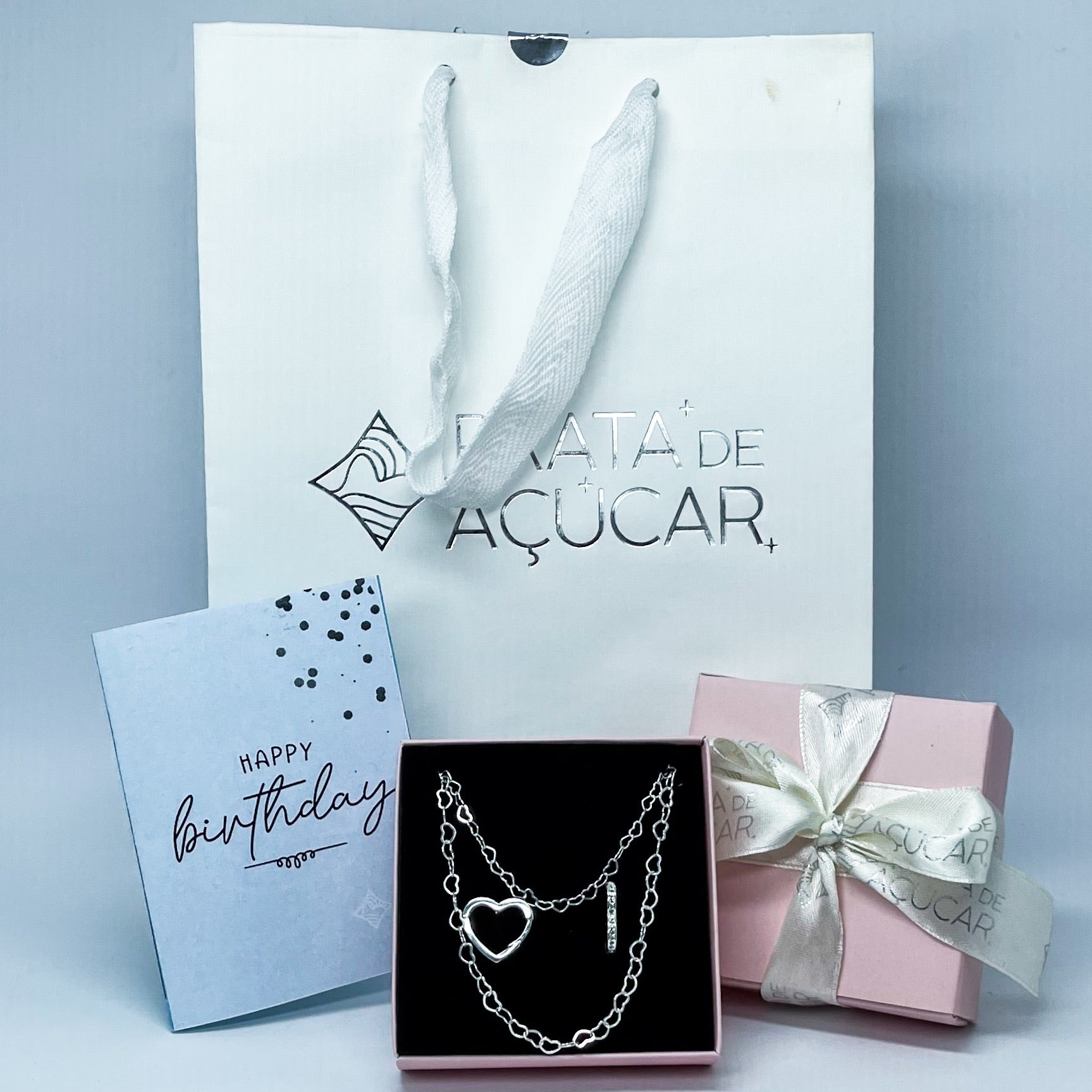 Mimo Premium Mulher - Corrente, Pulseira & Argolinha Cravejada Coração