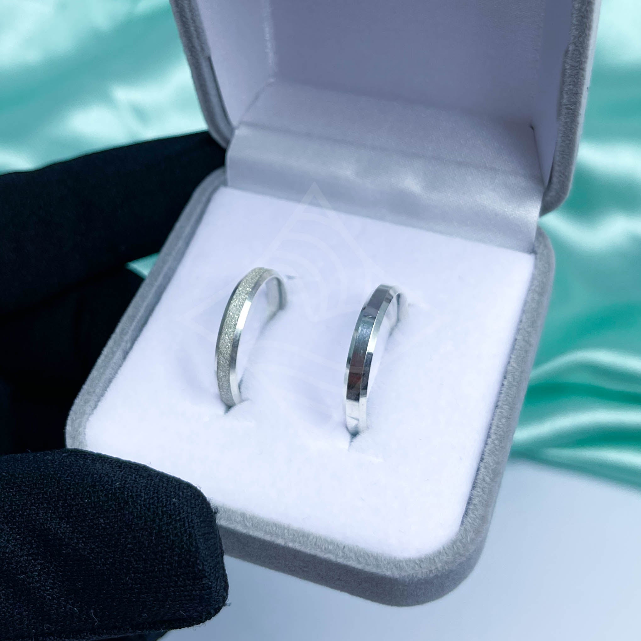 Par de Alianças Diamantada Chanfrada 3mm - Prata 950