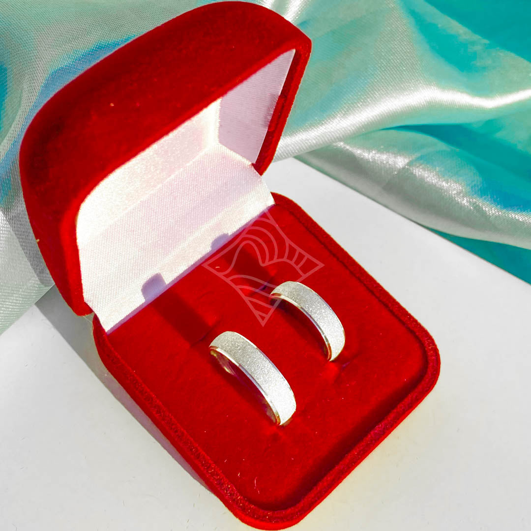 Par de Alianças Diamantada Abaulada 5mm - Prata 950