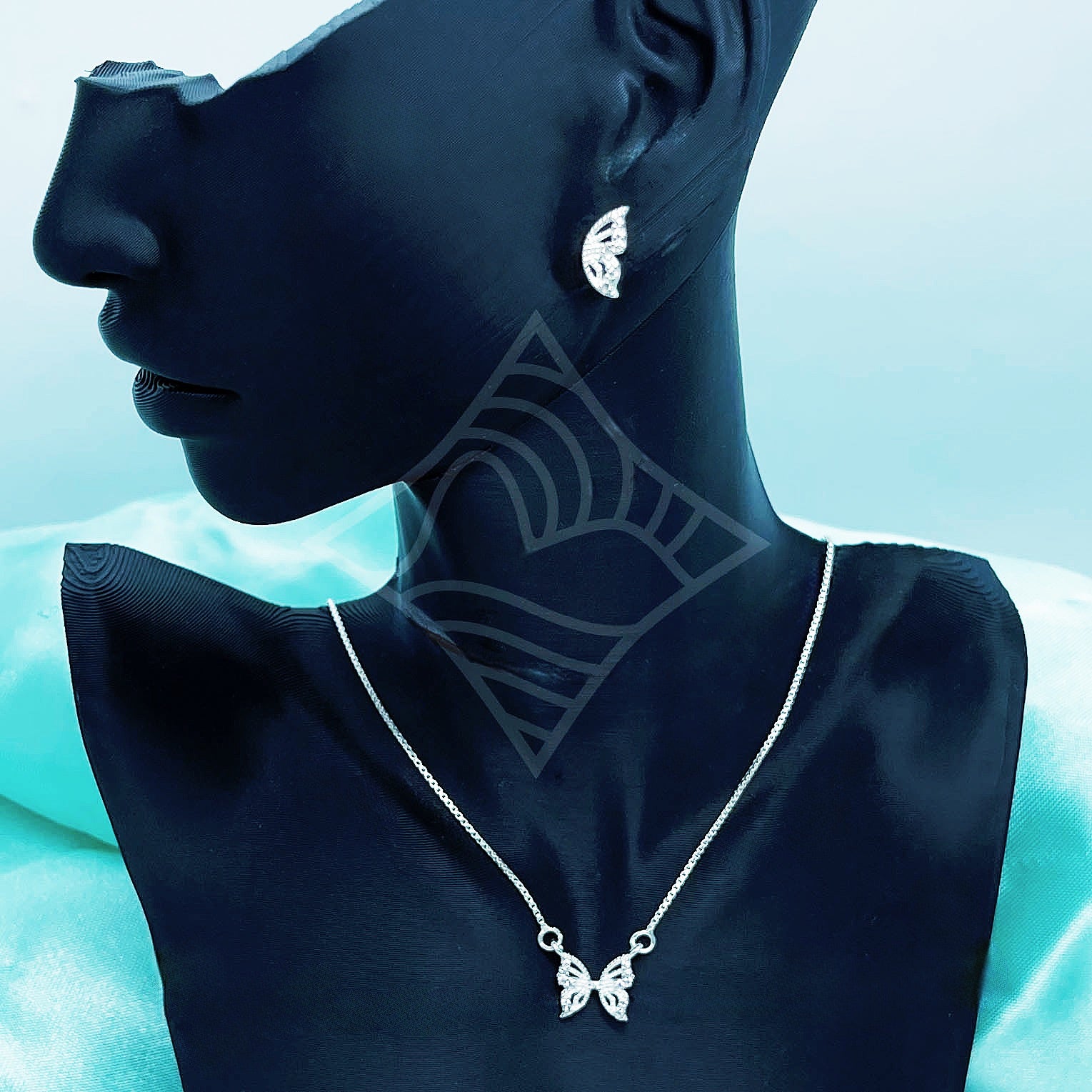 Conjunto Borboleta Rosa - Colar & Brinco