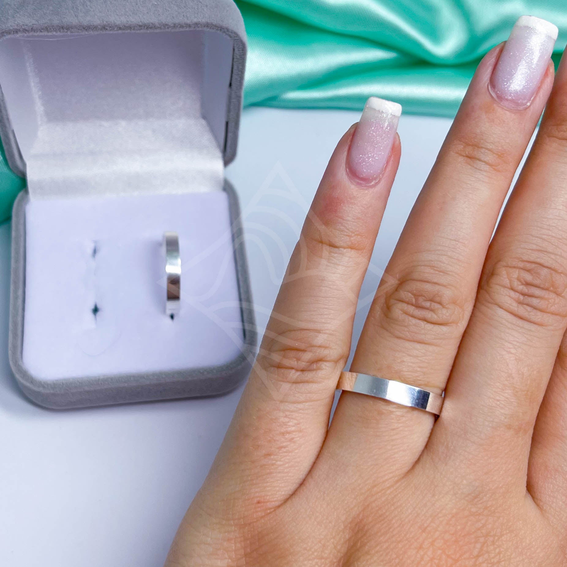 Par de Alianças Lisa Reta 3mm - Prata 950