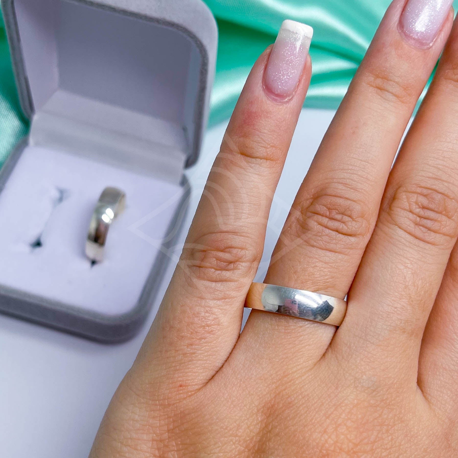 Par de Alianças Abaulada 5mm - Prata 950