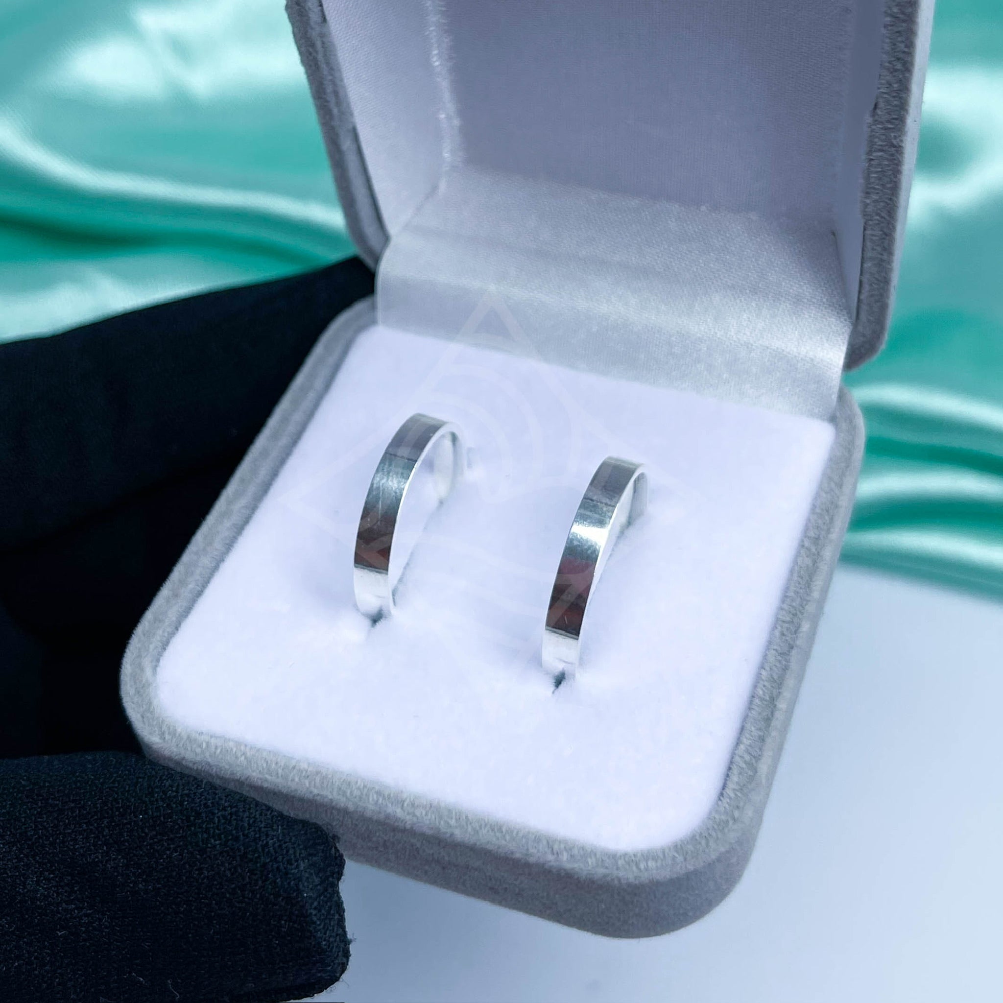 Par de Alianças Lisa Reta 3mm - Prata 950