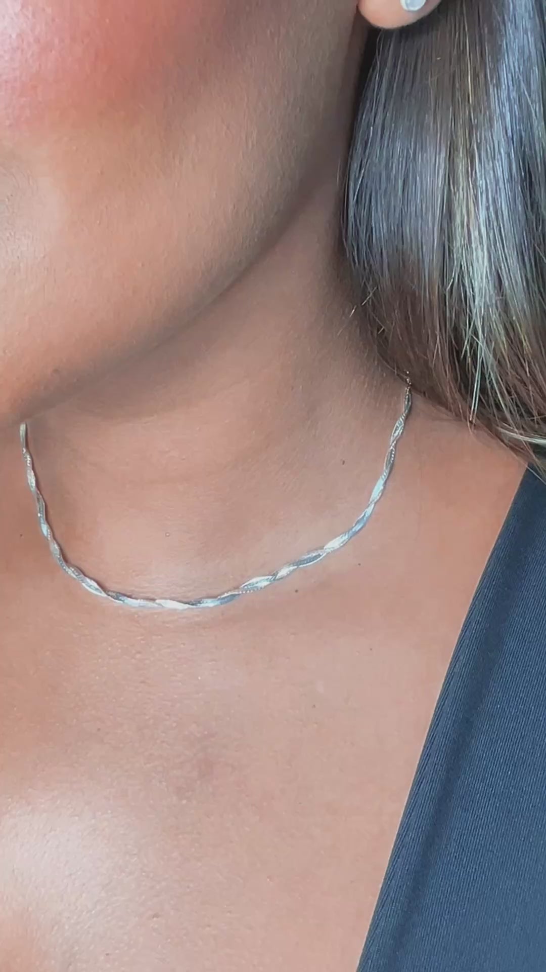Chocker Laminada Dupla Trançada 40cm