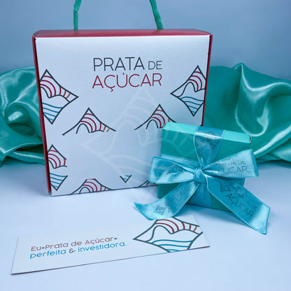 Caixa Porta Joias - Embalagem para Presente - Prata de Açúcar - Azul tiffany