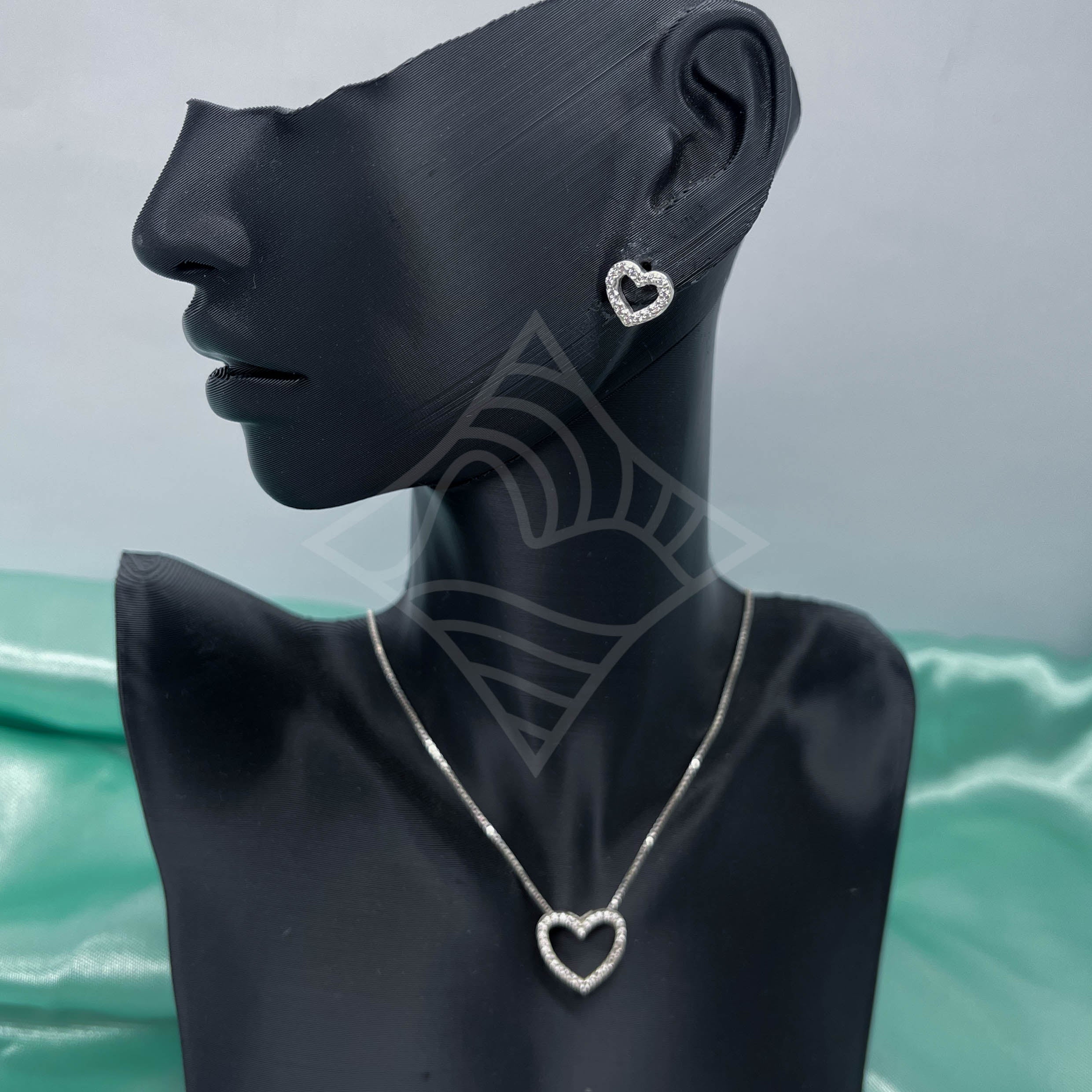 Conjunto Coração Cravejado Perfeito