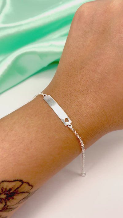 Pulseira Plaquinha Coração Infantil