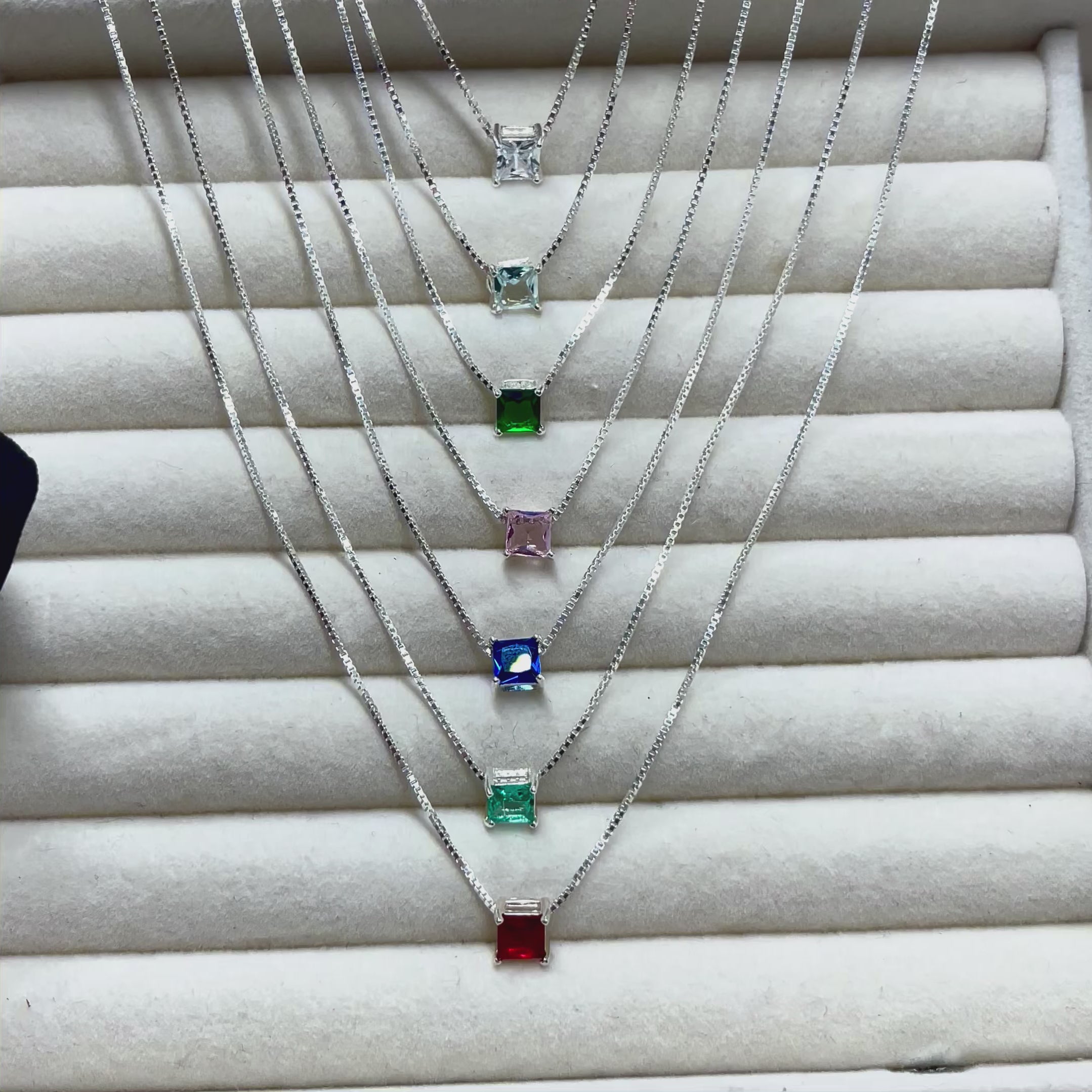 Colar Cristal Cores Quadrado